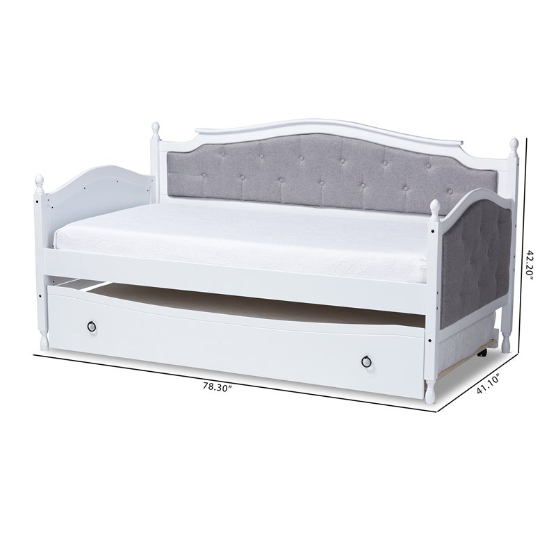Bowery Hill Twin Size Grey Upholstered Daybed with Trundle