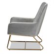 Bowery Hill Contemporary Grey Velvet Upholstered Gold Finished Armchair