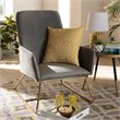 Bowery Hill Contemporary Grey Velvet Upholstered Gold Finished Armchair