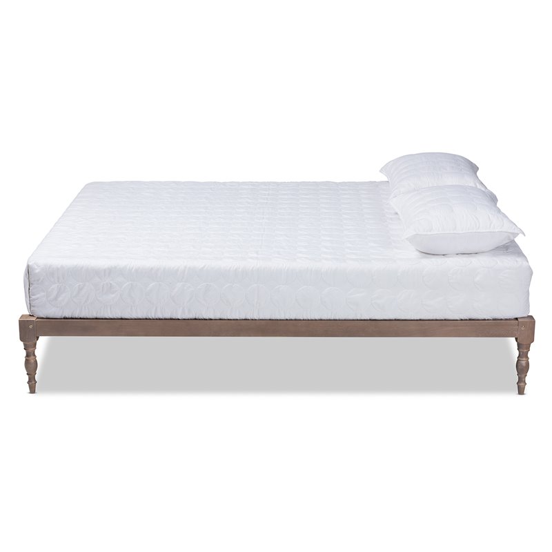 Bowery Hill Modern Queen Size Oak Finished Wood Platform Bed Frame