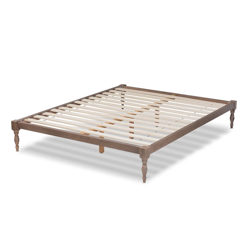 Bowery Hill Modern Queen Size Oak Finished Wood Platform Bed Frame