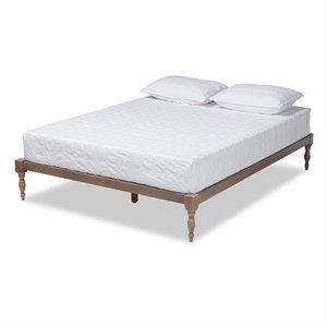 Bowery Hill Modern Queen Size Oak Finished Wood Platform Bed Frame