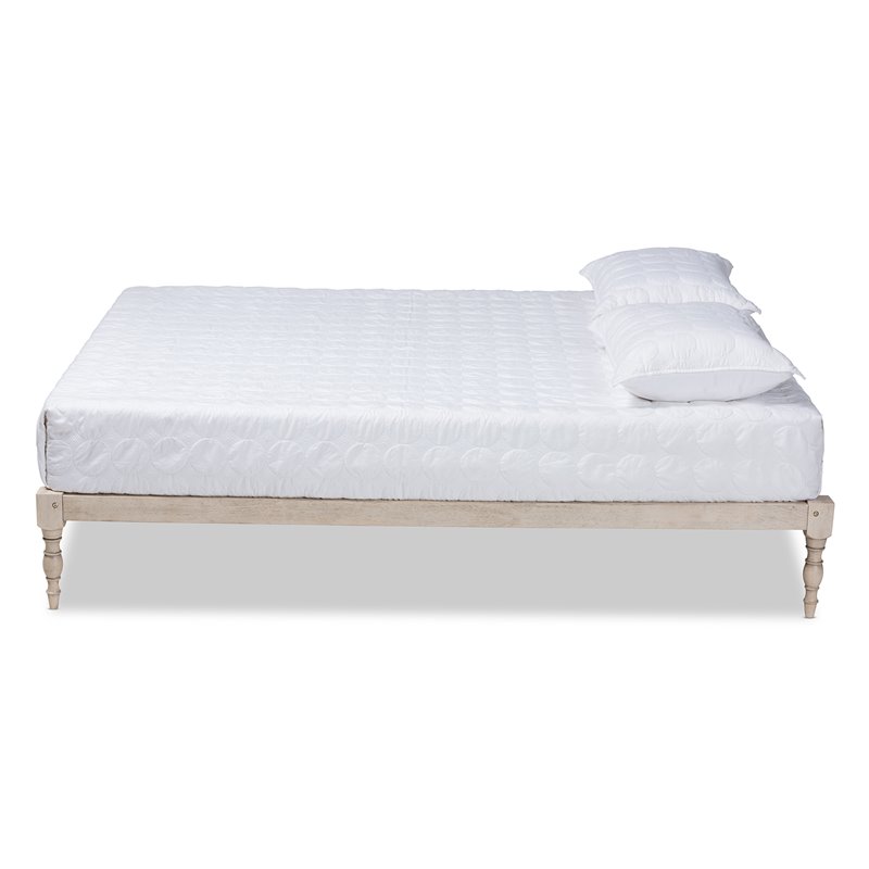 Bowery Hill King Size White Finished Wood Platform Bed Frame