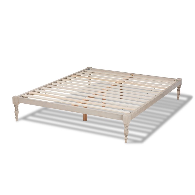 Bowery Hill King Size White Finished Wood Platform Bed Frame