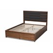Bowery Hill Queen Dark Gray Upholstered Brown Platform Bed