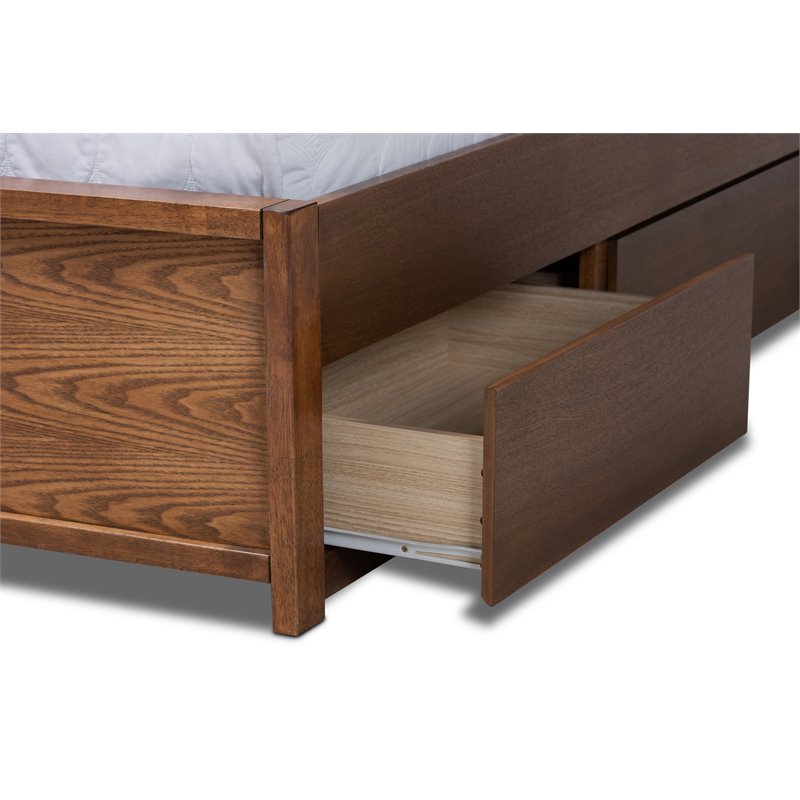 Bowery Hill Queen Dark Gray Upholstered Brown Platform Bed
