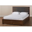 Bowery Hill Queen Dark Gray Upholstered Brown Platform Bed