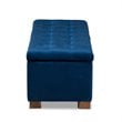 Bowery Hill Navy Blue Velvet Upholstered Storage Ottoman Bench