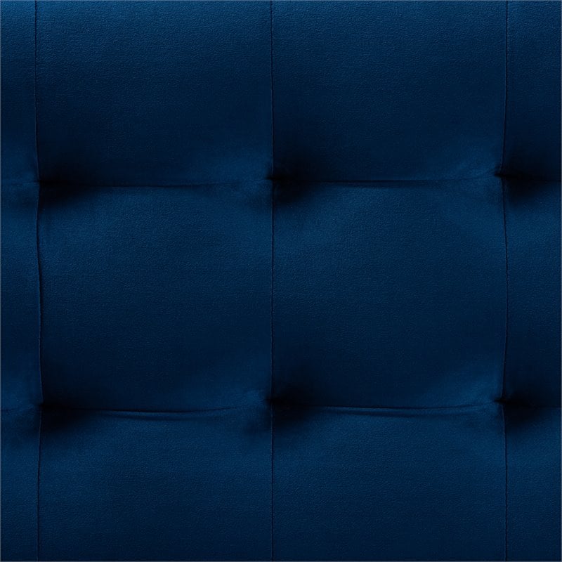 Bowery Hill Navy Blue Velvet Upholstered Storage Ottoman Bench