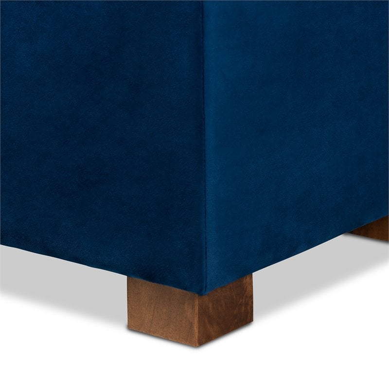 Bowery Hill Navy Blue Velvet Upholstered Storage Ottoman Bench