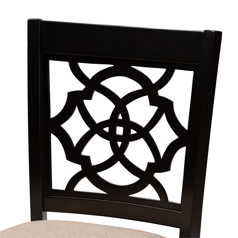 Bowery Hill Sand Upholstered Wood Counter Stools (Set of 2)