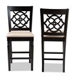 Bowery Hill Sand Upholstered Wood Counter Stools (Set of 2)