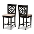 Bowery Hill Sand Upholstered Wood Counter Stools (Set of 2)