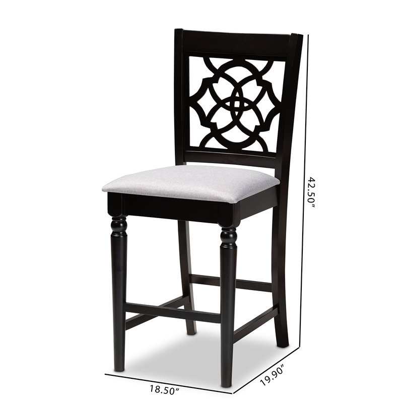 Bowery Hill Contemporary Grey Upholstered Wood Counter Stools (Set of 2)