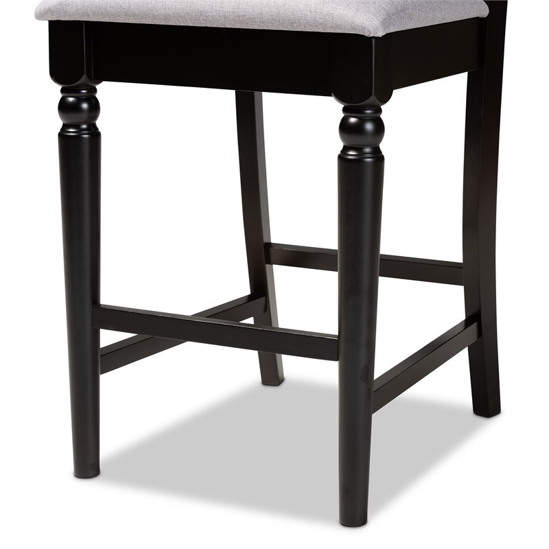 Bowery Hill Contemporary Grey Upholstered Wood Counter Stools (Set of 2)