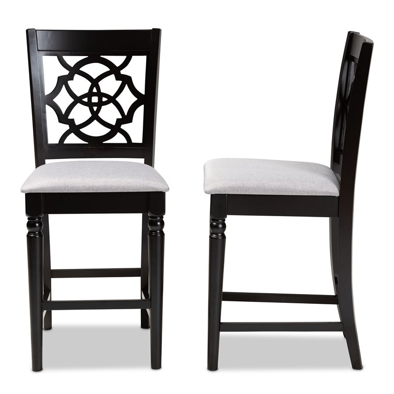 Bowery Hill Contemporary Grey Upholstered Wood Counter Stools (Set of 2)