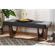 Bowery Hill Dark Gray Fabric Upholstered Brown Finished Bench