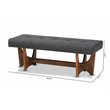 Bowery Hill Dark Gray Fabric Upholstered Brown Finished Bench