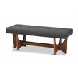 Bowery Hill Dark Gray Fabric Upholstered Brown Finished Bench