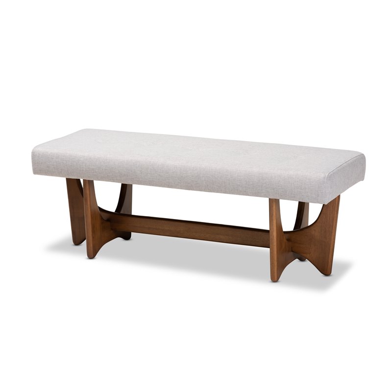Bowery Hill Grayish Beige Upholstered Brown Finished Bench