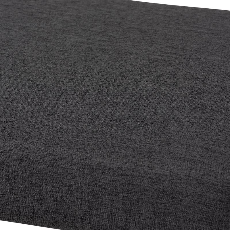 Bowery Hill Dark Grey Upholstered Walnut Brown Boomerang Bench