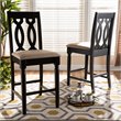 Bowery Hill Contemporary Sand Upholstered Wood Counter stools (Set of 2)