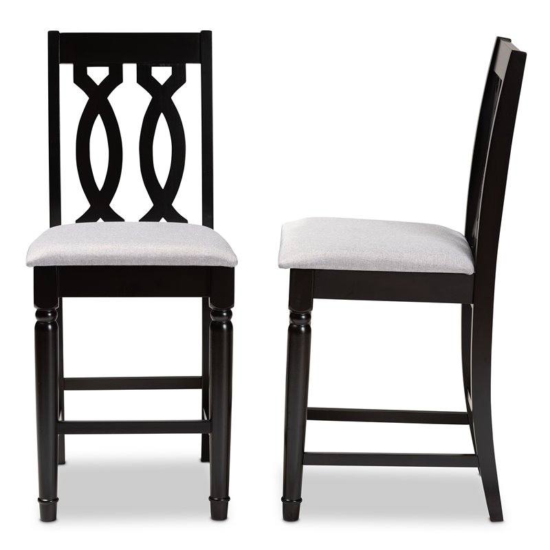 Bowery Hill Contemporary Grey Upholstered Wood Counter stools (Set of 2)