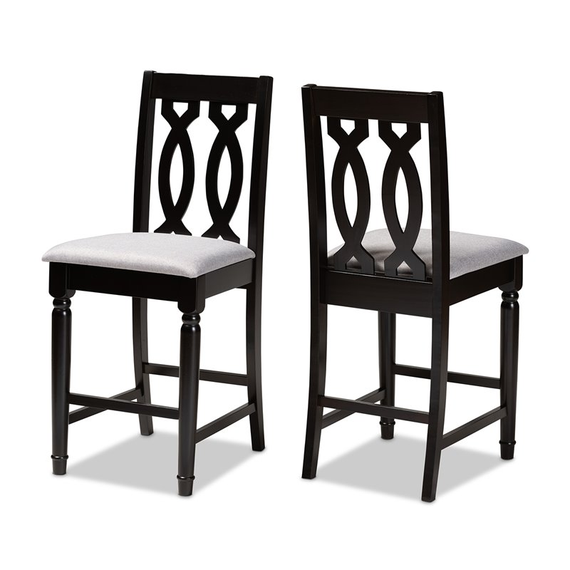 Bowery Hill Contemporary Grey Upholstered Wood Counter stools (Set of 2)