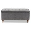 Bowery Hill Grey Velvet Upholstered Storage Ottoman Bench