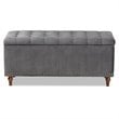 Bowery Hill Grey Velvet Upholstered Storage Ottoman Bench