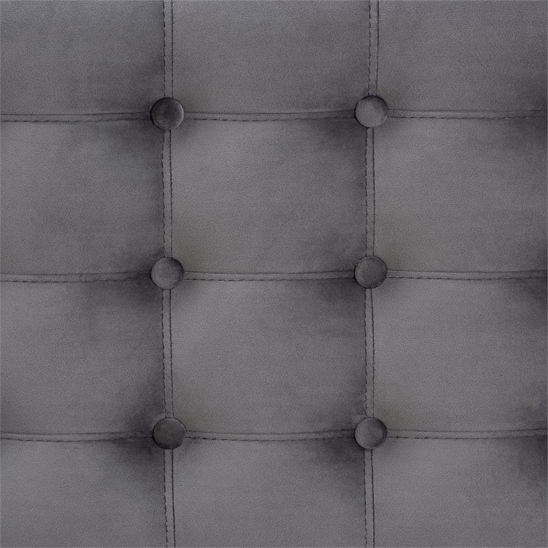 Bowery Hill Grey Velvet Upholstered Storage Ottoman Bench