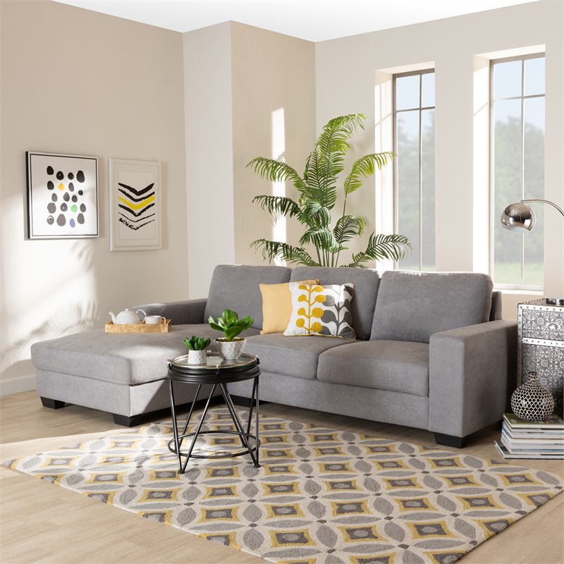 Bowery Hill Light Grey Sectional Sofa with Left Facing Chaise