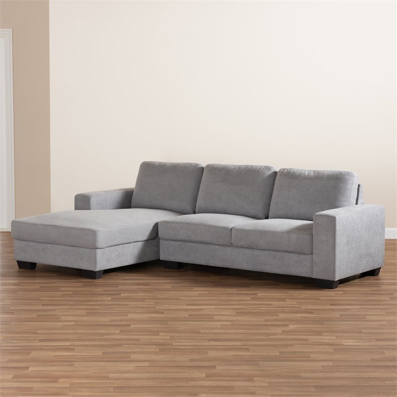Bowery Hill Light Grey Sectional Sofa with Left Facing Chaise