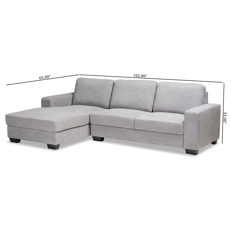 Bowery Hill Light Grey Sectional Sofa with Left Facing Chaise