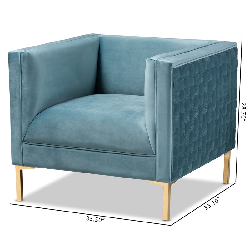 Bowery Hill Contemporary Light Blue Velvet Armchair