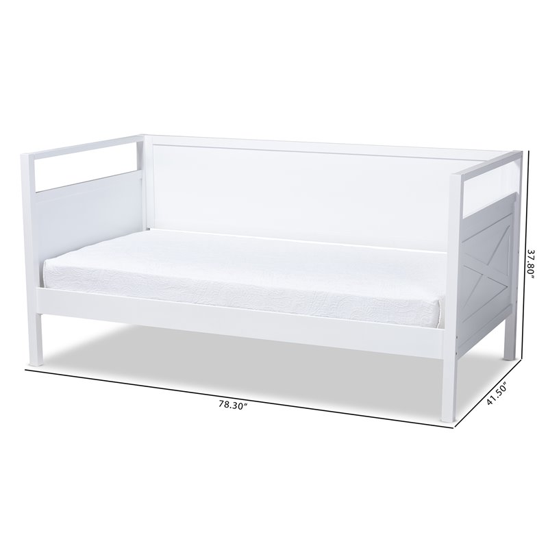 Bowery Hill Traditional Rubberwood/MDF Wood/LVL Twin Size Daybed in White