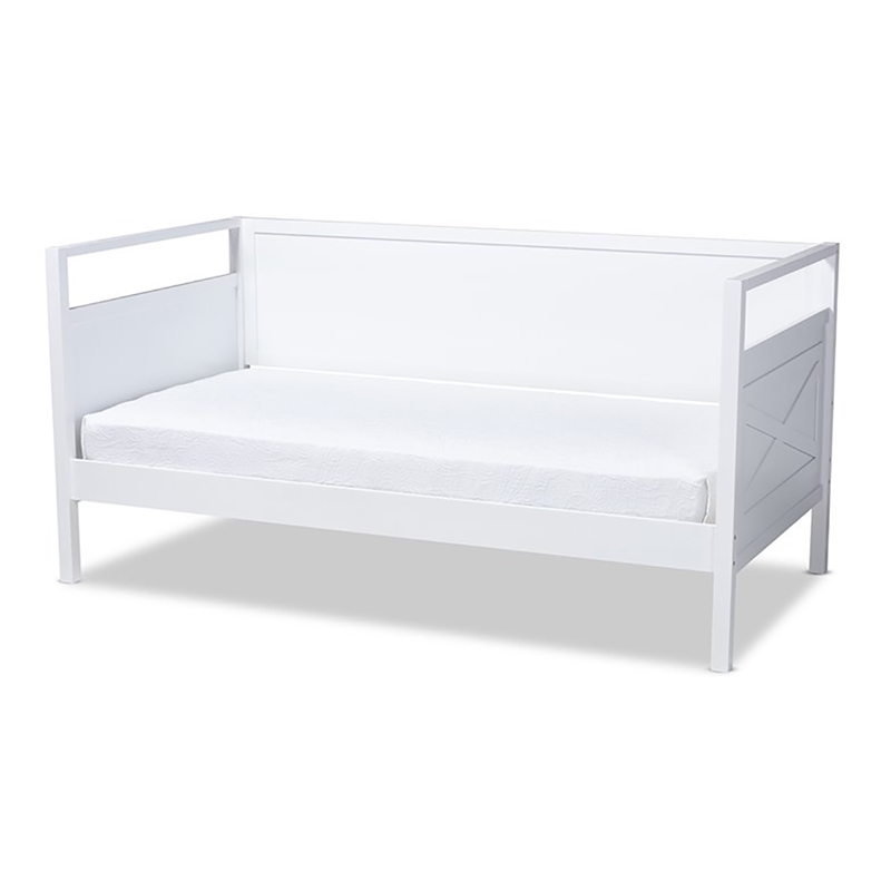 Bowery Hill Traditional Rubberwood/MDF Wood/LVL Twin Size Daybed in White