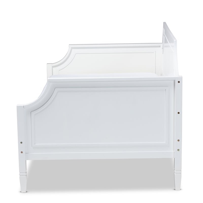 Bowery Hill Traditional Wood Twin Size Daybed with Metal Ring Pulls in White