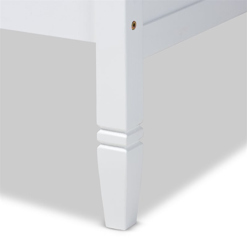 Bowery Hill Traditional Wood Twin Size Daybed with Metal Ring Pulls in White