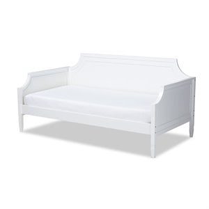 Bowery Hill Traditional Wood Twin Size Daybed with Metal Ring Pulls in White