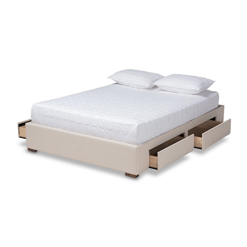Bowery Hill 4-Drawer Storage King Bed in Beige