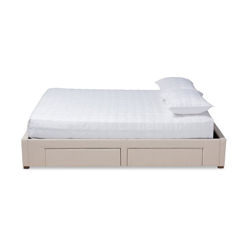 Bowery Hill 4-Drawer Storage King Bed in Beige