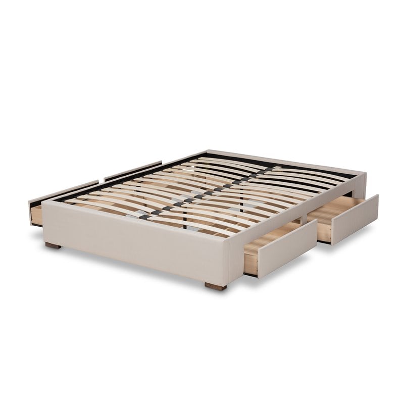 Bowery Hill 4-Drawer Storage King Bed in Beige