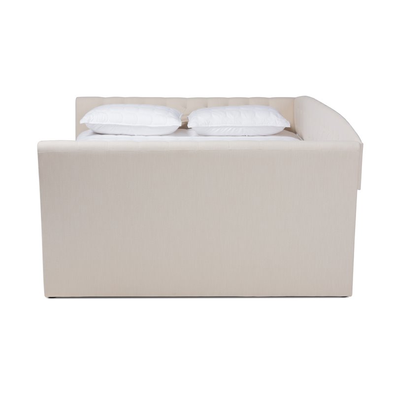 Bowery Hill Modern Fabric Upholstered Queen Size Daybed in Beige