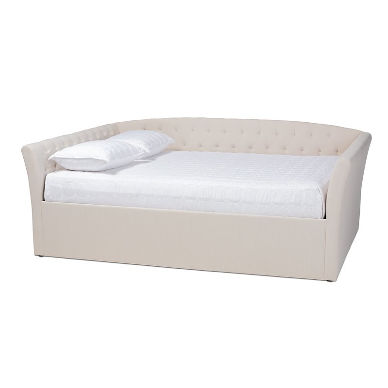 Bowery Hill Modern Fabric Upholstered Queen Size Daybed in Beige