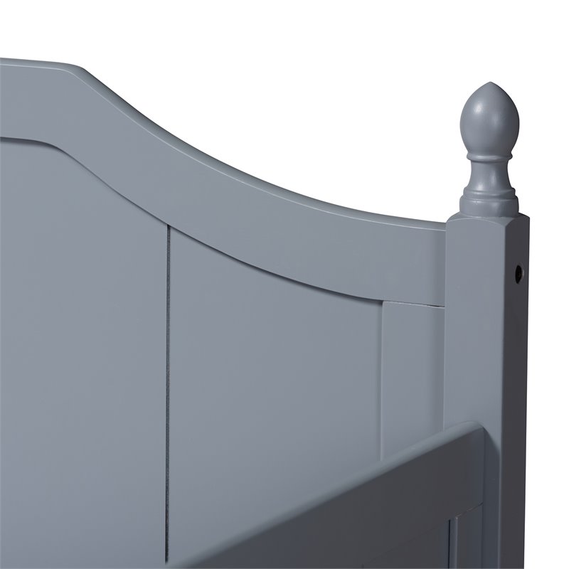 Bowery Hill Farmhouse Wood Twin Daybed with Trundle and Metal Ring Pulls in Gray