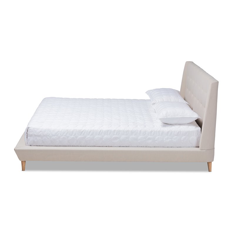 Bowery Hill Beige King Size Wingback Platform Bed
