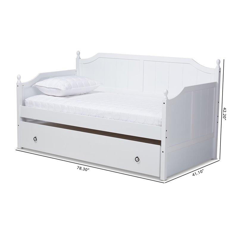 Bowery Hill Farmhouse Wood Twin Daybed with Trundle in White
