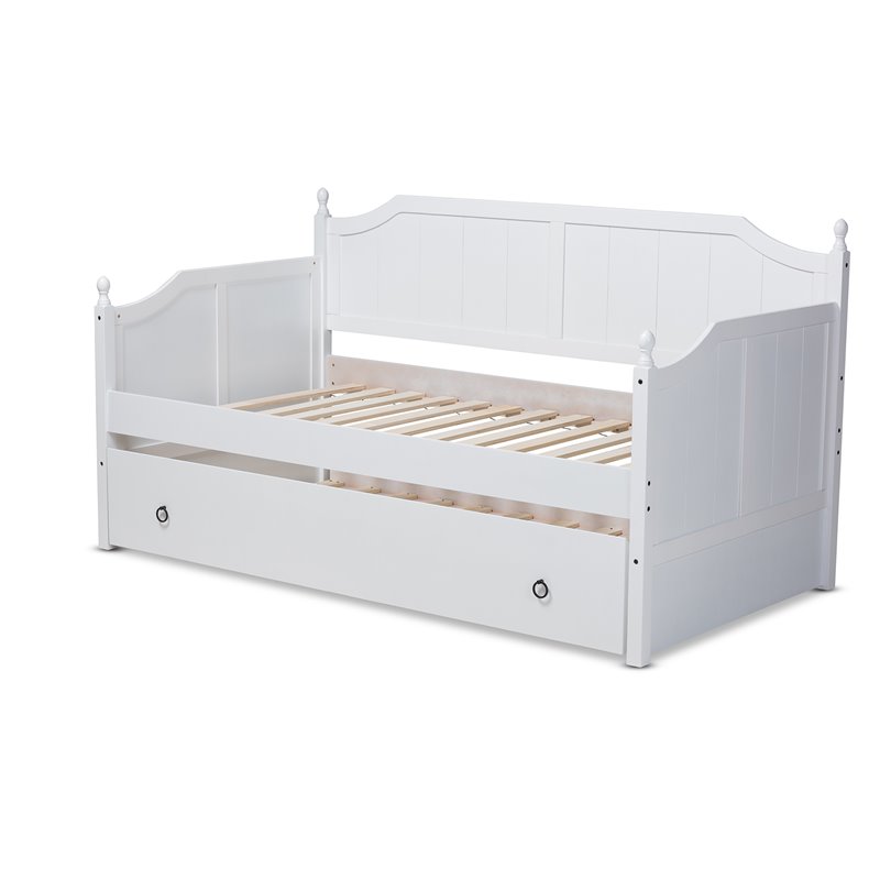Bowery Hill Farmhouse Wood Twin Daybed with Trundle in White