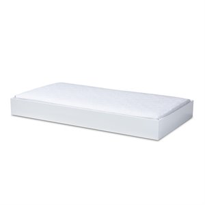 bowery hill modern white wood twin size bed with trundle